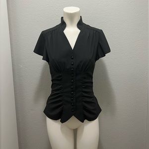 Never worn Gorgeous ruffle n ruched vintage style top